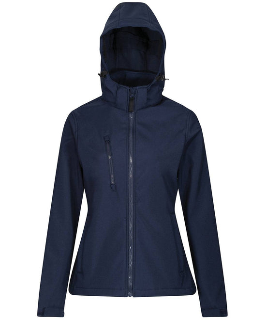Load image into Gallery viewer, Navy - Women&amp;#39;s venturer 3-layer hooded softshell jacket
