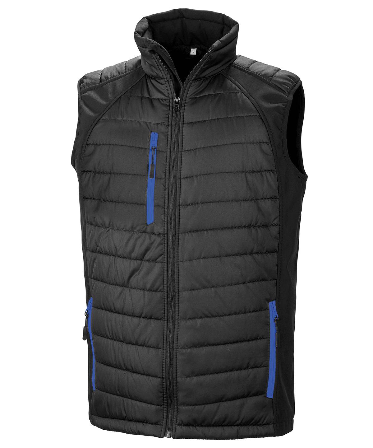 Black/Royal - compass padded softshell gilet