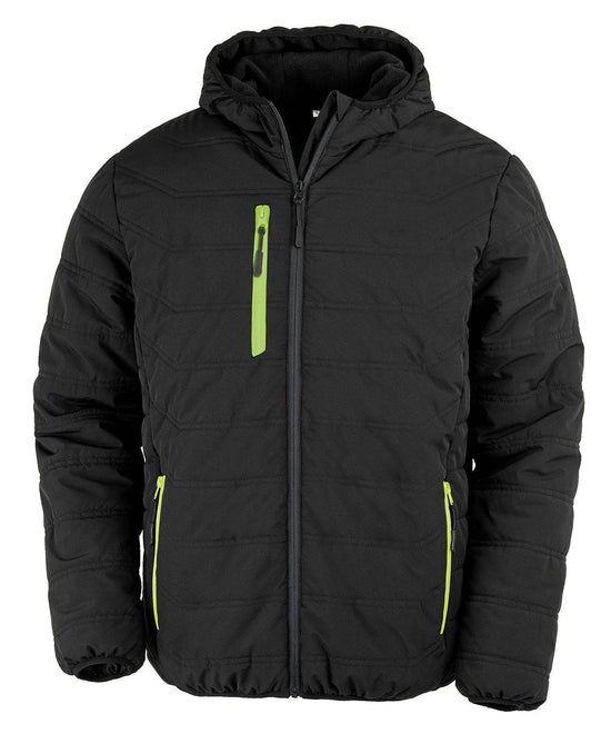 Black/Lime - Recycled compass padded winter jacket