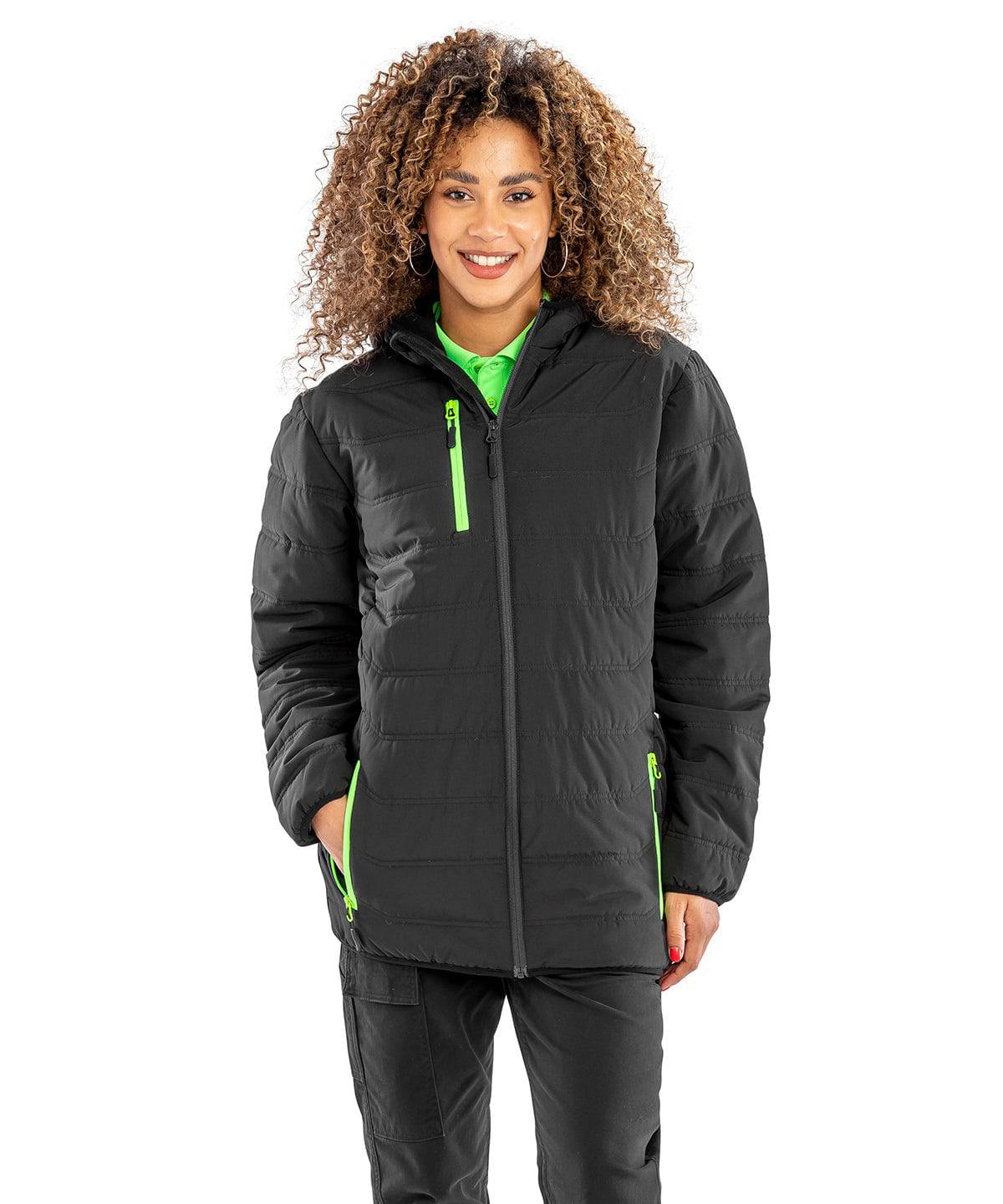 Black/Lime - Recycled compass padded winter jacket