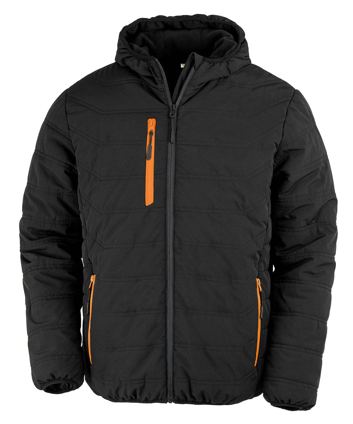 Black/Orange - Recycled compass padded winter jacket