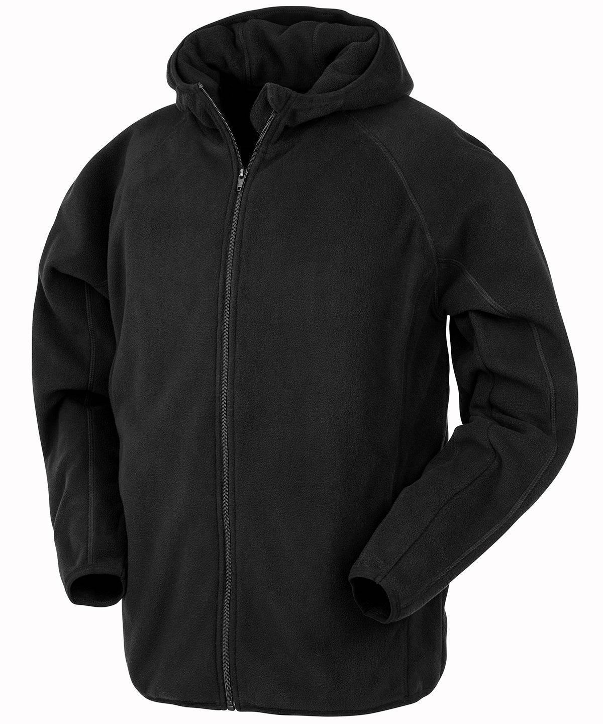 Black - Recycled hooded microfleece jacket