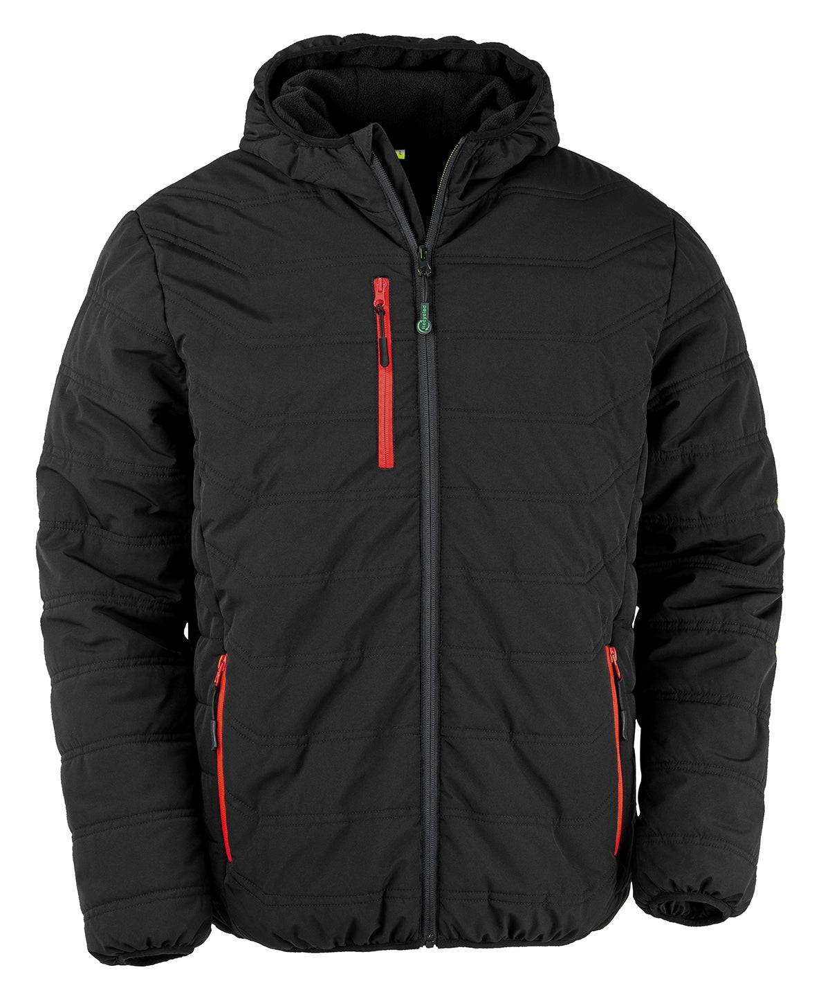 Black/Red - Recycled compass padded winter jacket