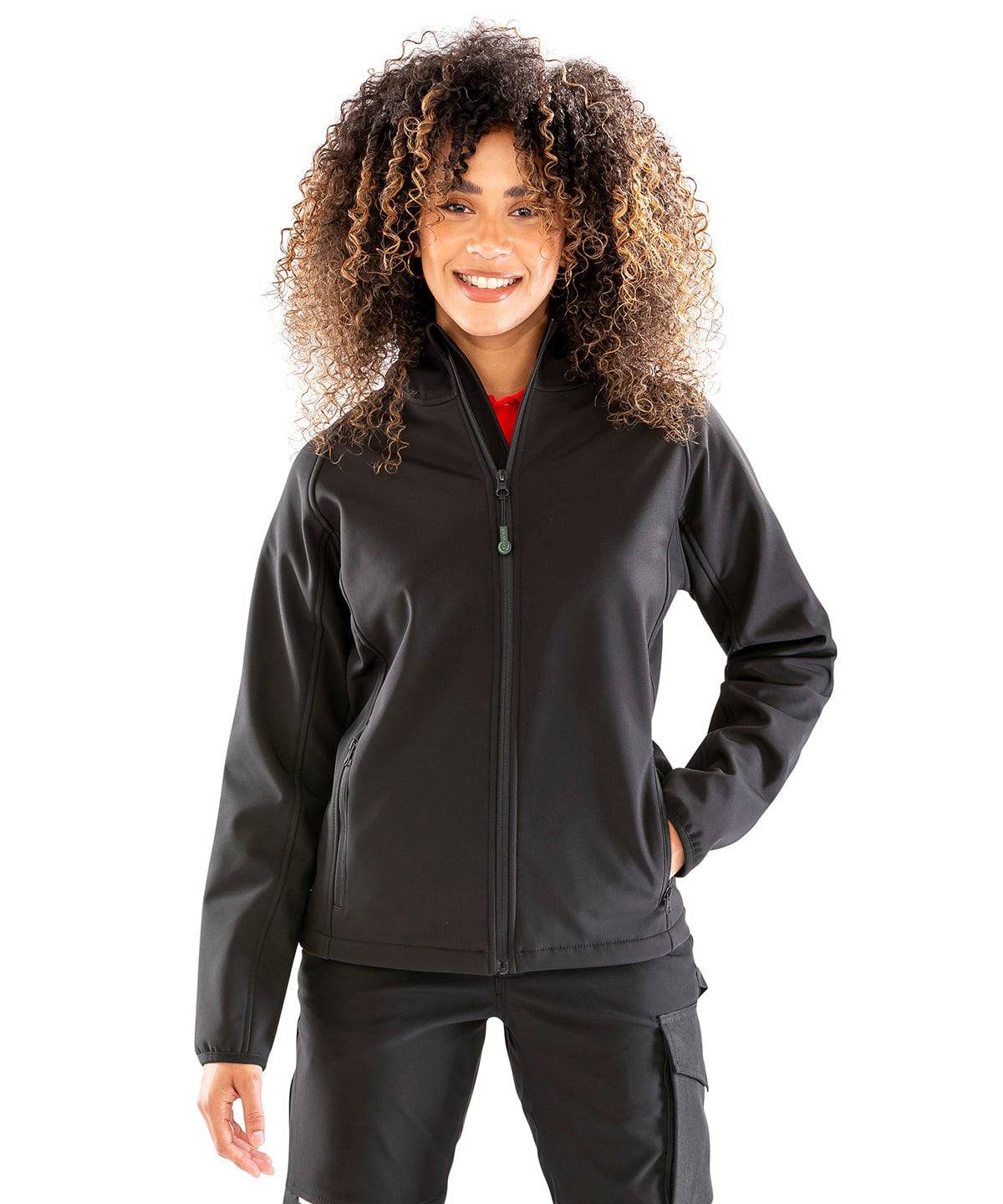 Black - Women’s recycled 3-layer printable hooded softshell