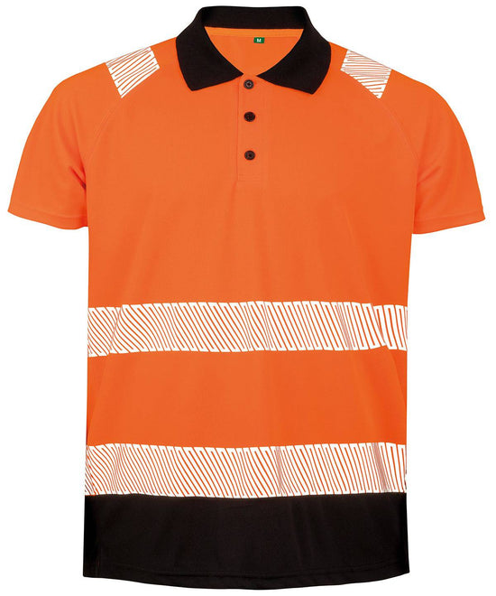 Fluorescent Orange/Black* - Recycled safety polo