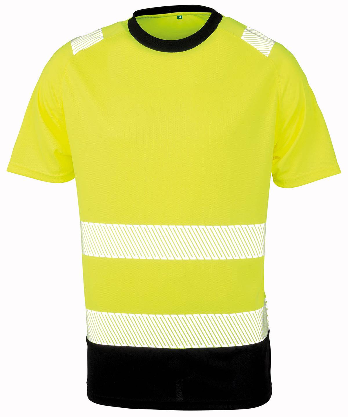 Load image into Gallery viewer, Fluorescent Yellow/Black - Recycled safety t-shirt
