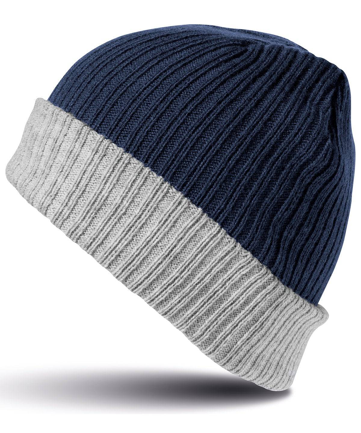 Navy/Grey - Double-layer knitted hat