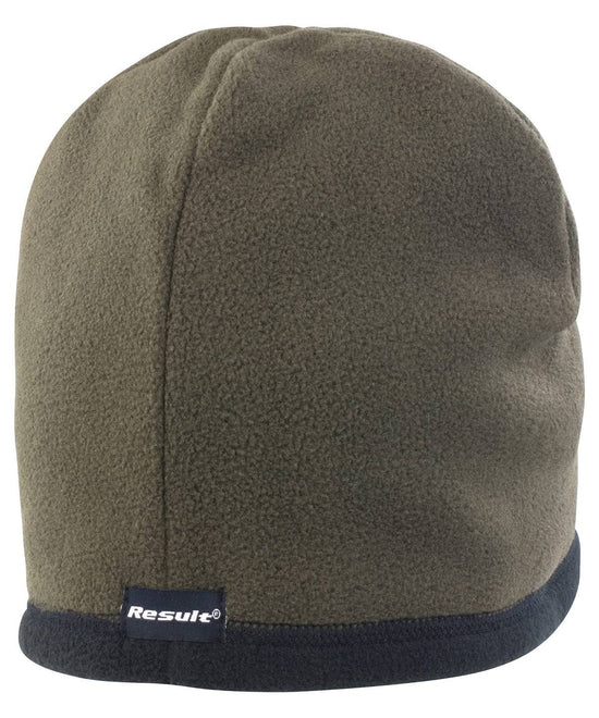 Olive/Black - Reversible microfleece bob hat