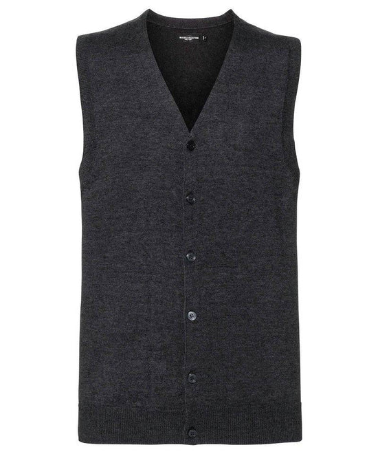 Charcoal Marl - V-neck sleeveless knitted cardigan