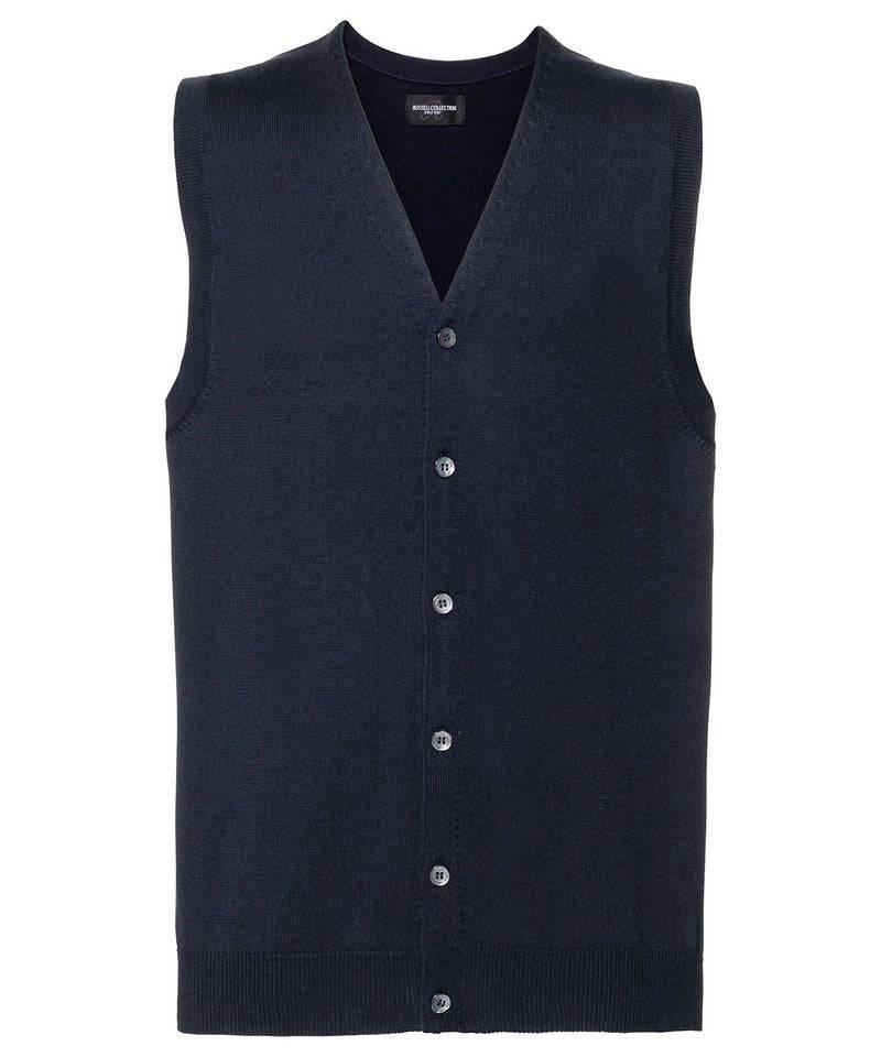 French Navy - V-neck sleeveless knitted cardigan