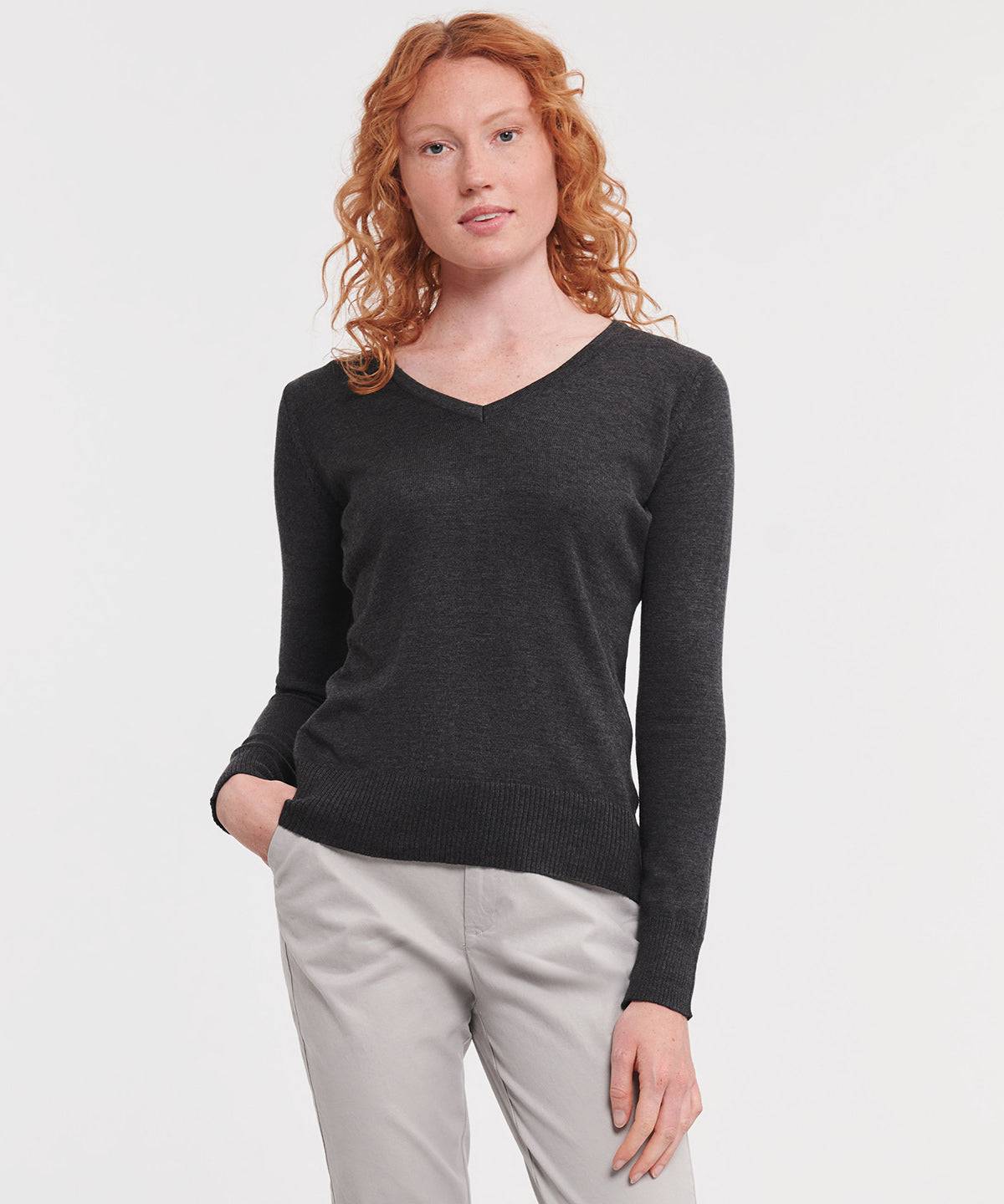 Black - Women's v-neck knitted sweater