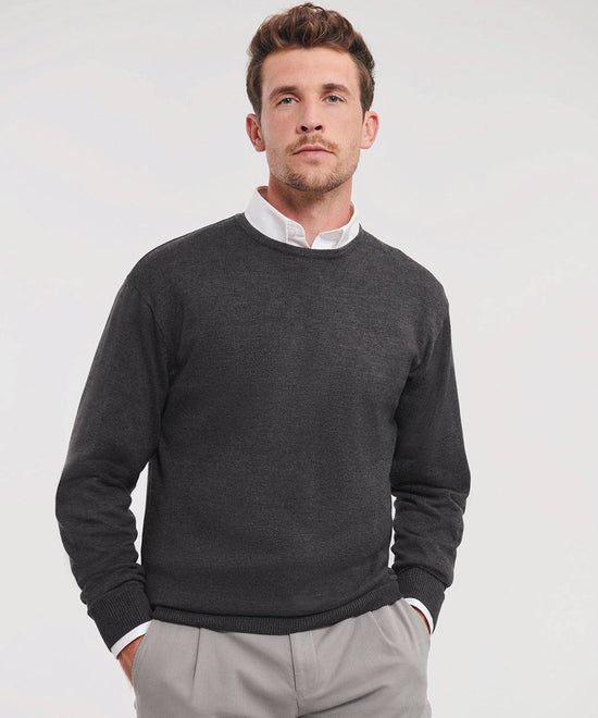 Charcoal Marl - Crew neck knitted pullover