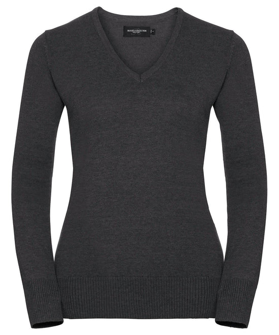 Charcoal Marl - Women's v-neck knitted sweater