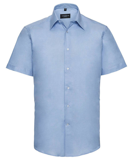 Oxford Blue - Kurzärmliges, pflegeleichtes, maßgeschneidertes Oxford-Hemd