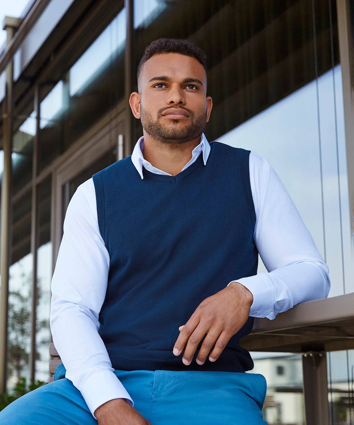 Blanc - Chemise manches longues à chevrons