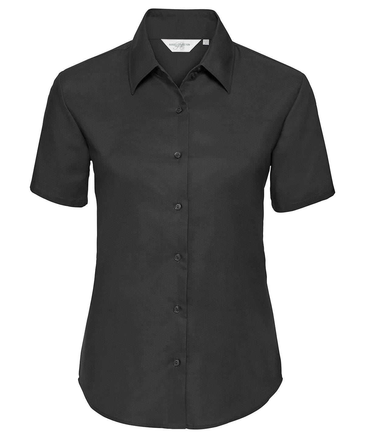Schwarz - Kurzärmliges Oxford-Hemd für Damen