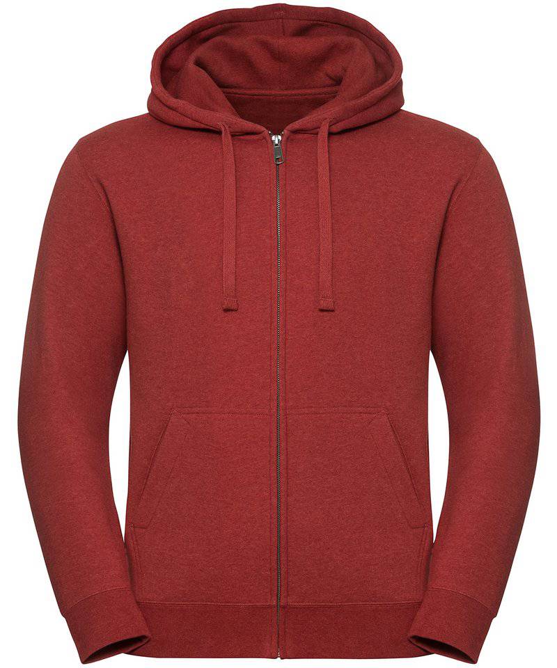 Brick Red Melange - Authentic melange zipped hood sweatshirt