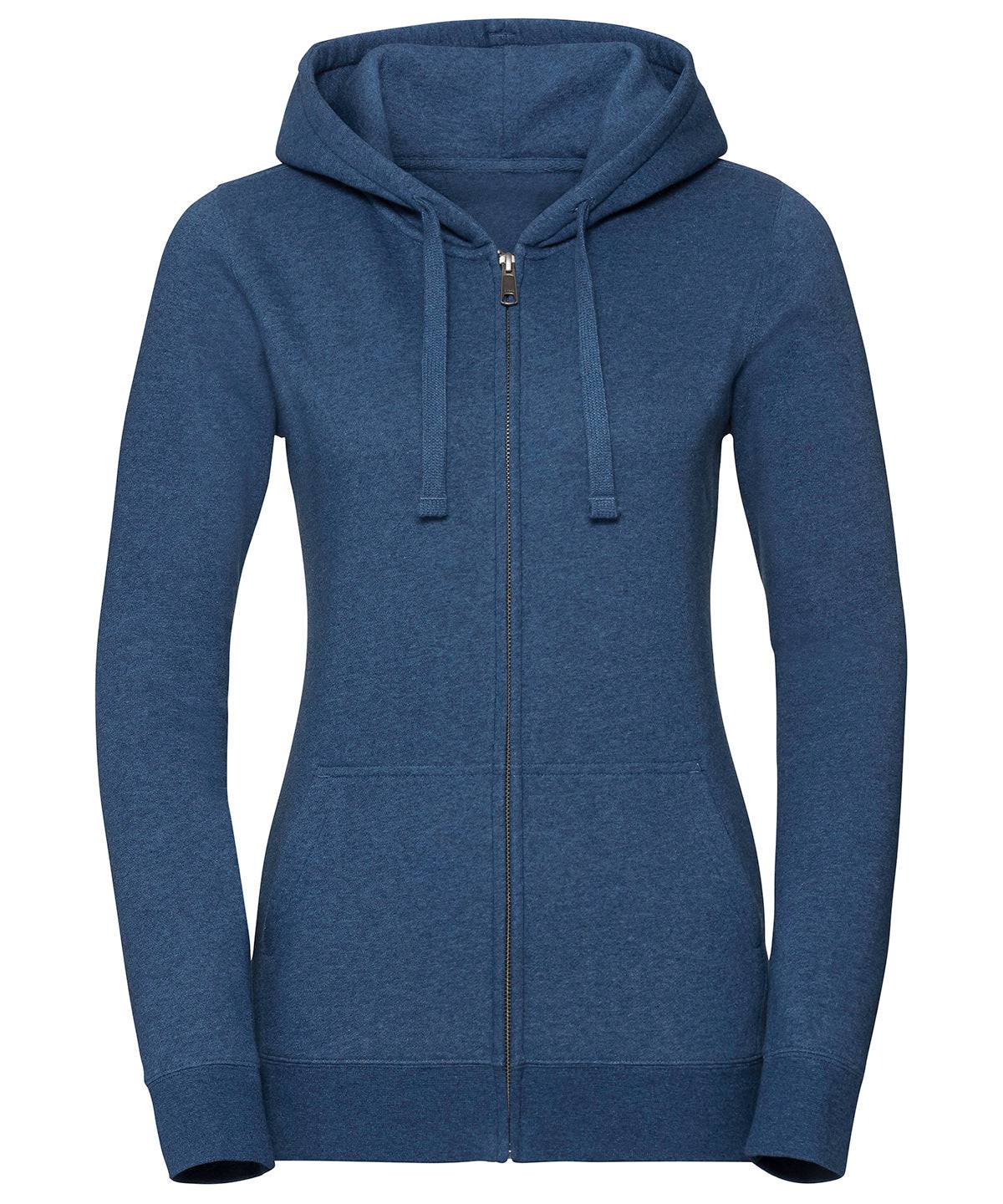 Brick Red Melange - Women's authentic melange zipped hood sweatshirt