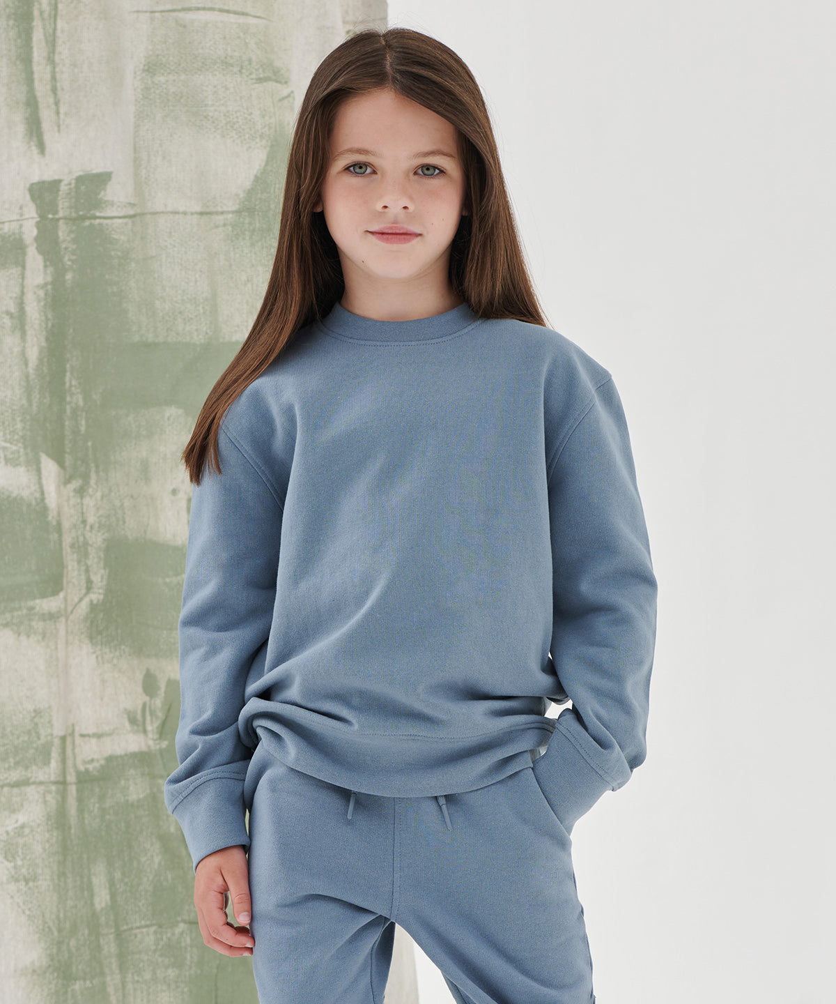 Kids sustainable fashion curved hem sweatshirt