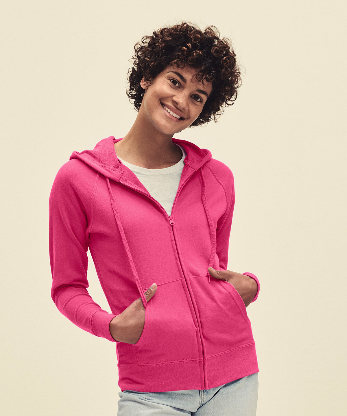 Women's lightweight hooded sweatshirt jacket